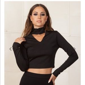 Twin Sister Black Long Sleeve Crop top size 6